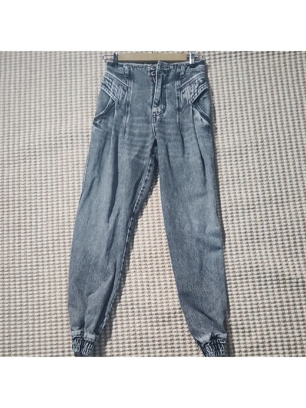 Chic Vintage Grundge High Rise Women's Retrofete Jeans in Washed Gray